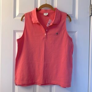 NWT J. Crew Pink Sleeveless Polo With Embroidered Palm Tree